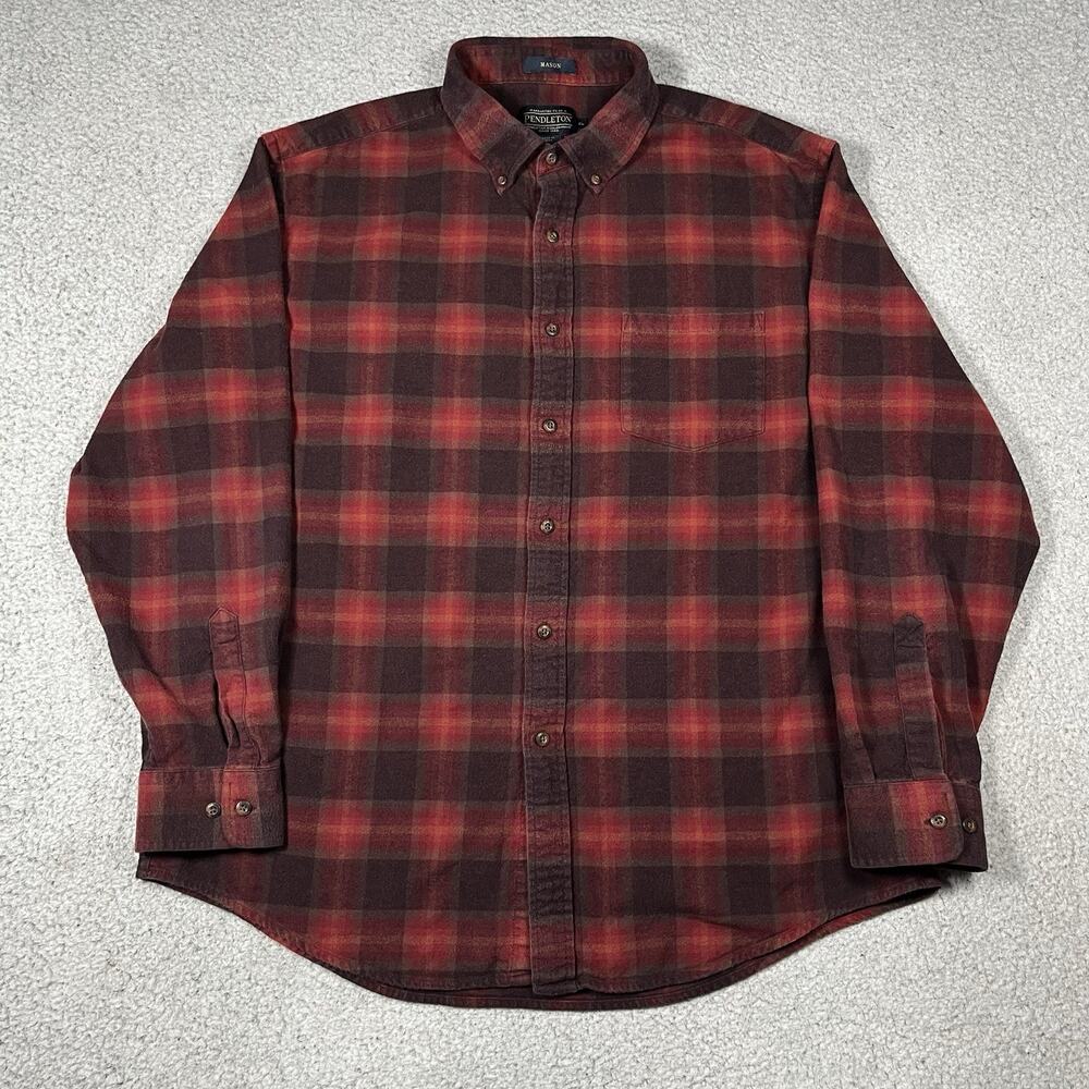Pendleton Shirt Mens XL Red Plaid Flannel Mason Button Down Cotton Long Sleeve